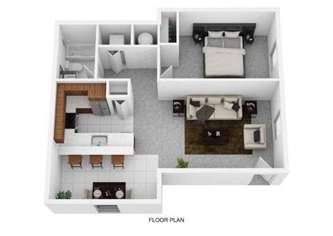A floor plan of a house with a living room, dining room, kitchen, and bedrooms.